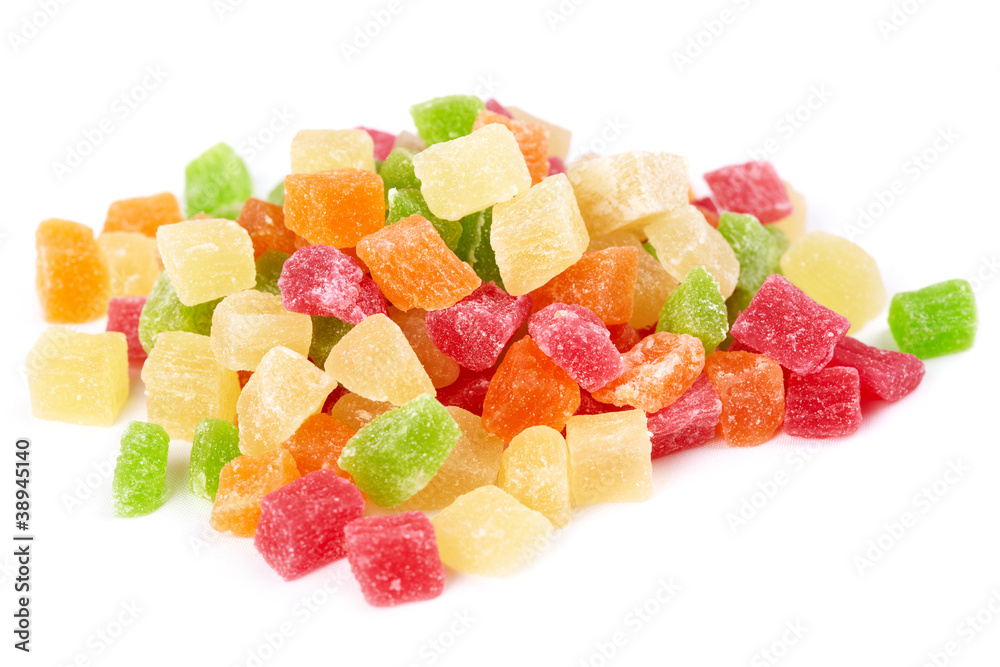 Colorful candied fruit on a white background Colorful candied fruit on a white background