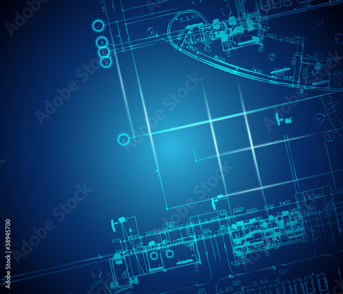 Dark blue abstract background. Architectural theme