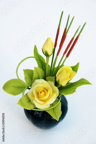 Fototapeta Naklejka Na Ścianę i Meble -  Yellow Rose Artificial on vase 2