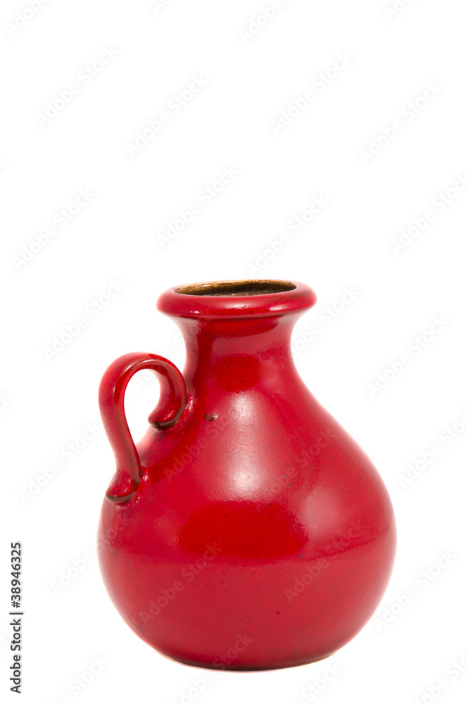 isolated red ceramics vase