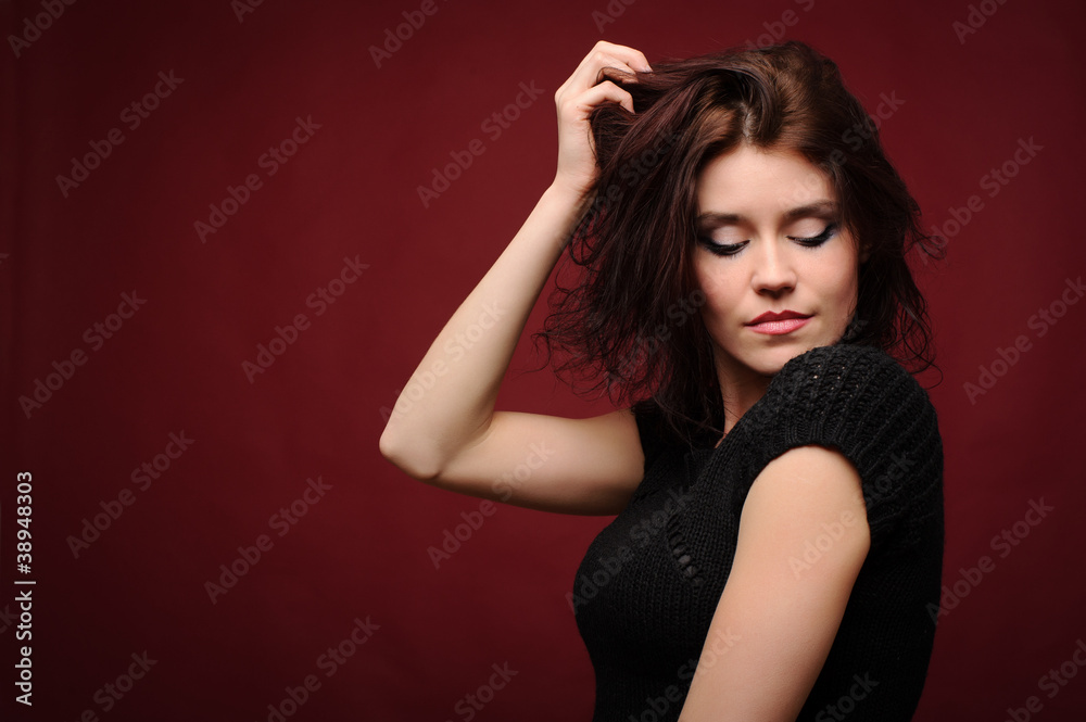 Portrait young beautiful woman Portrait young beautiful woman