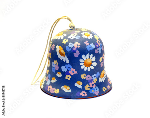 Blue Clay bell with flowers by handmade