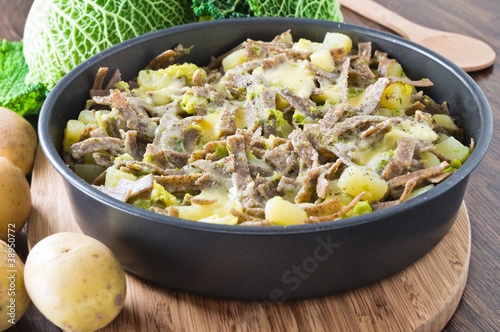 Pizzoccheri, italian homemade pasta. photo