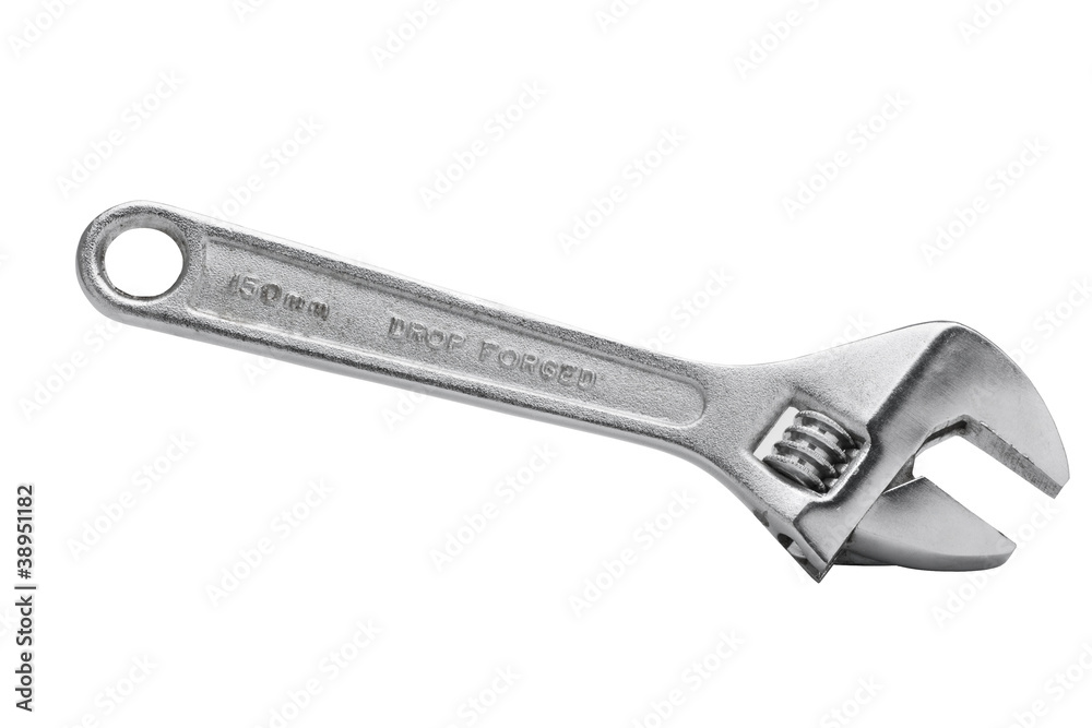 Adjustable Wrench On White. Clipping path included. Adjustable Wrench On White. Clipping path included.