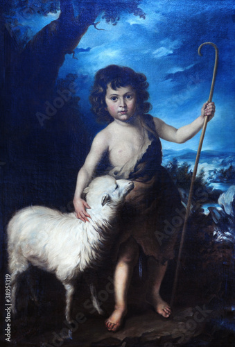 little shepherd with sheep