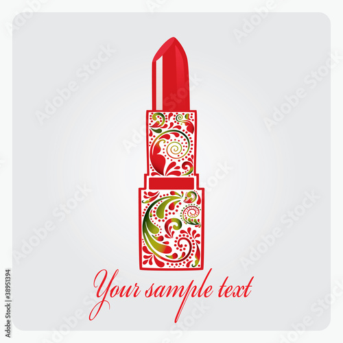 Red Lipstick isolated made from a leaf pattern.