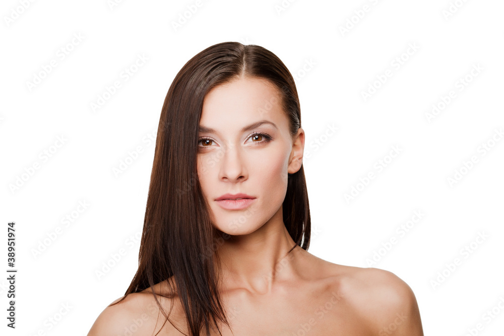 portrait of beautiful young woman, isolated portrait of beautiful young woman, isolated