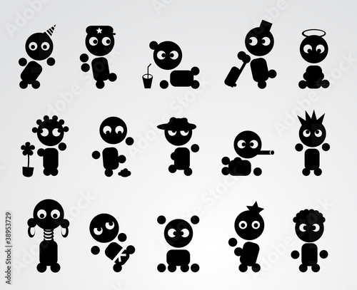 Black funny people icons