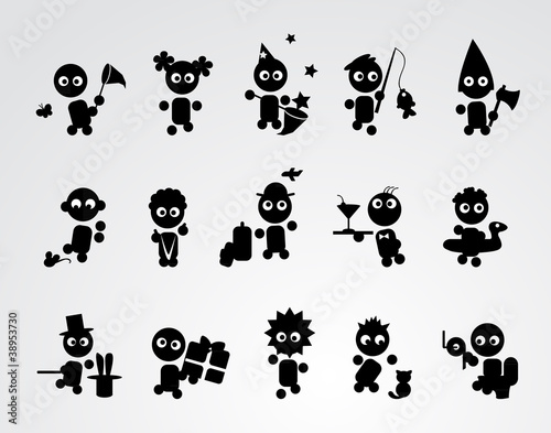 Black funny people icons