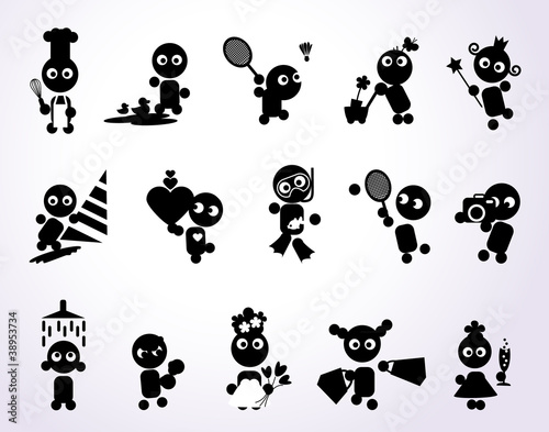 Black funny people icons