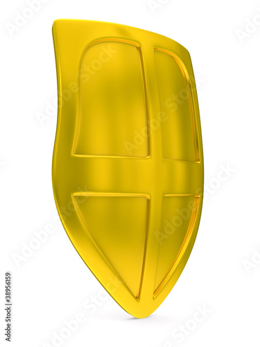 gold shield on white backgr...