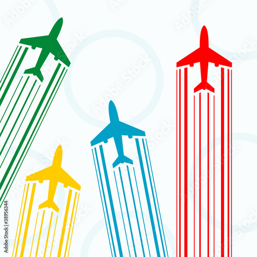 contours of airplanes with lines