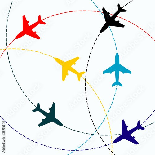 contours of airplanes with lines