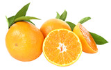 fresh tangerines on white background