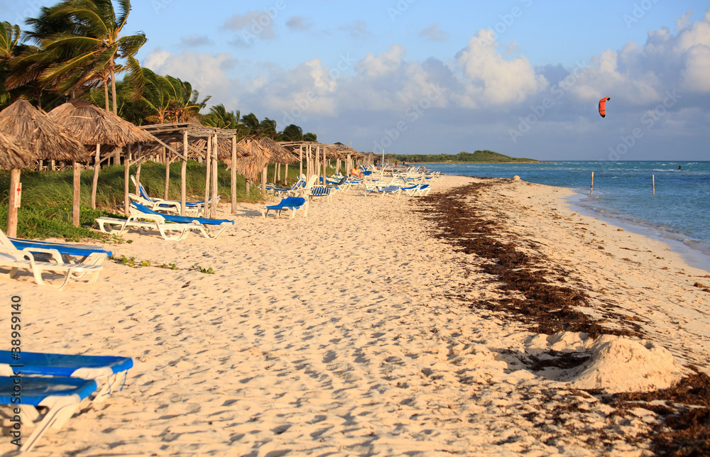 Beach of Hotel Sol Cayo Guillermo. Atlantic Ocean. Cuba.