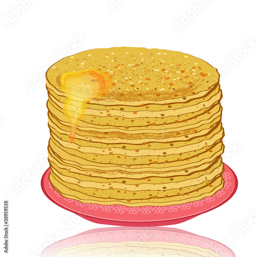 plate of pancakes and honey