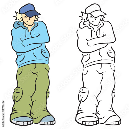 Cartoon illustration of a boy posing in funky style