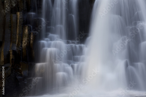 Beautiful waterfall, long exposure with white, milky water.
