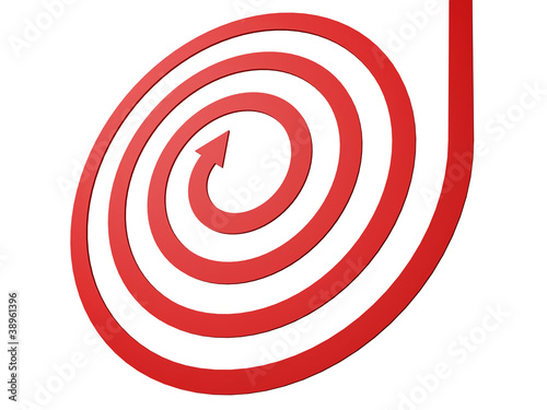 spiral shape red arrow on white background