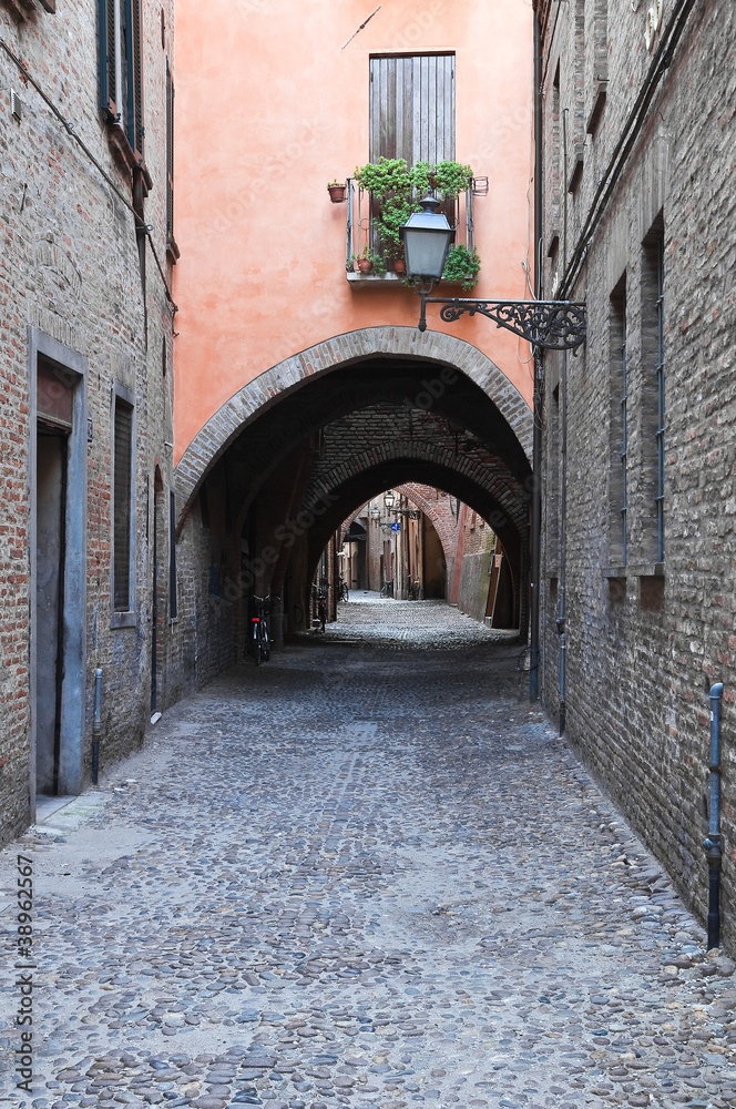 Fototapeta premium Via delle Volte. Ferrara. Emilia-Romagna. Italy.