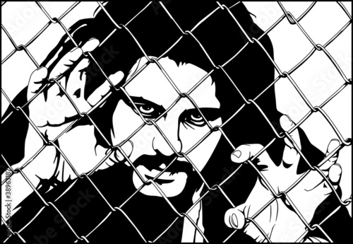 man for fence