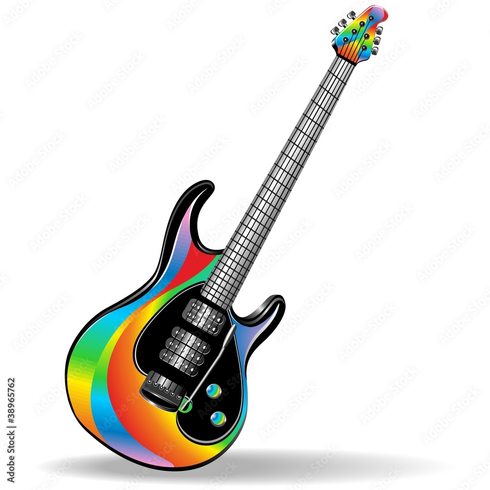 Chitarra Elettrica Arcobaleno-Rainbow Electric Guitar-Vector Stock Vector