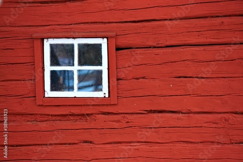 red wall with a window