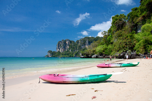 Kayaks at the tropical beach