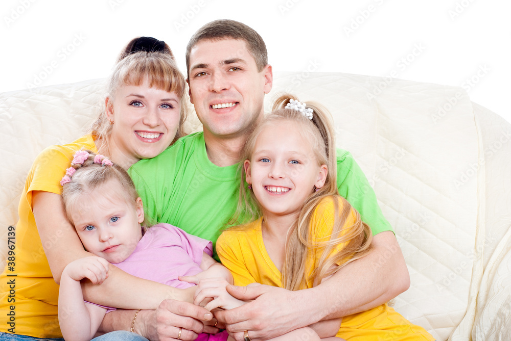 Stock Photo: Family with daughters