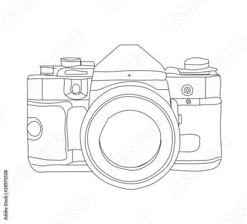 Camera sketched on white background