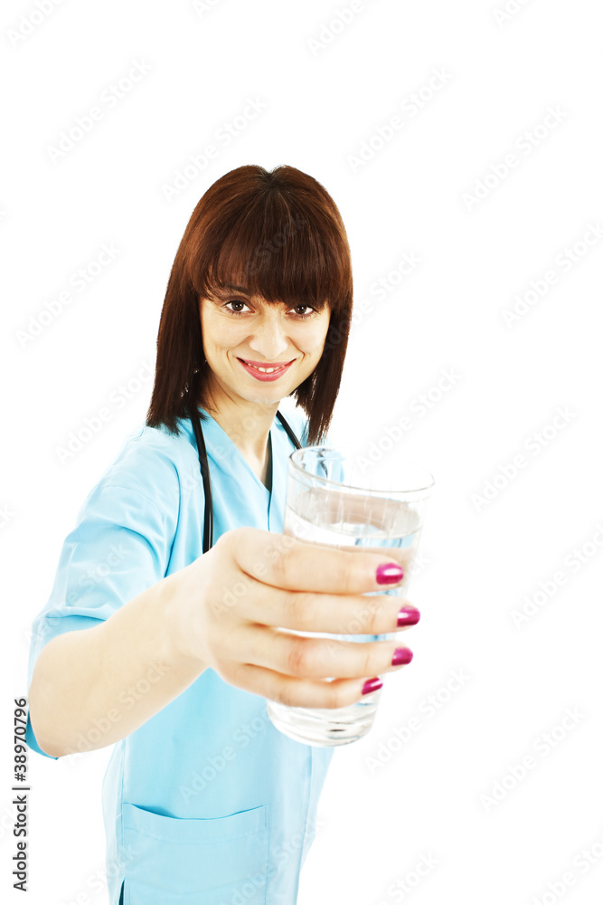 Young attractive female doctor, isolated on white Young attractive female doctor, isolated on white
