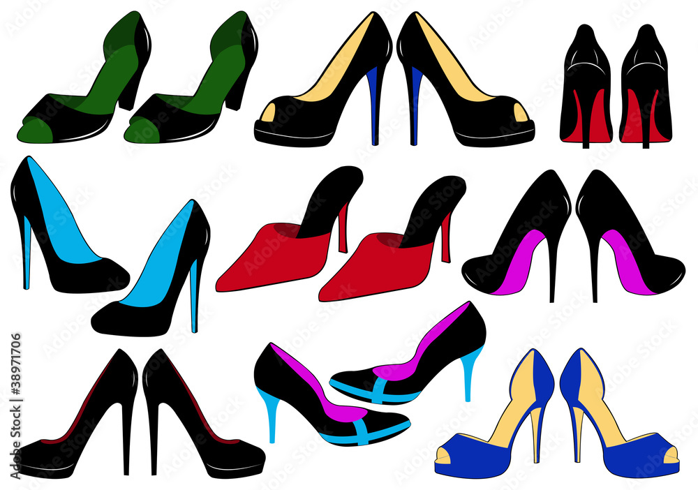 Illustration of different shoes Illustration of different shoes