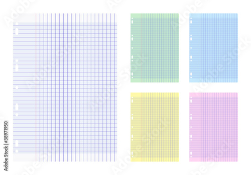 Feuilles de papier vierge de couleur