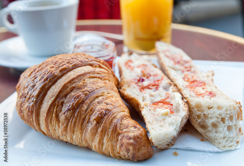 fresh croissant on table ,Delicious!