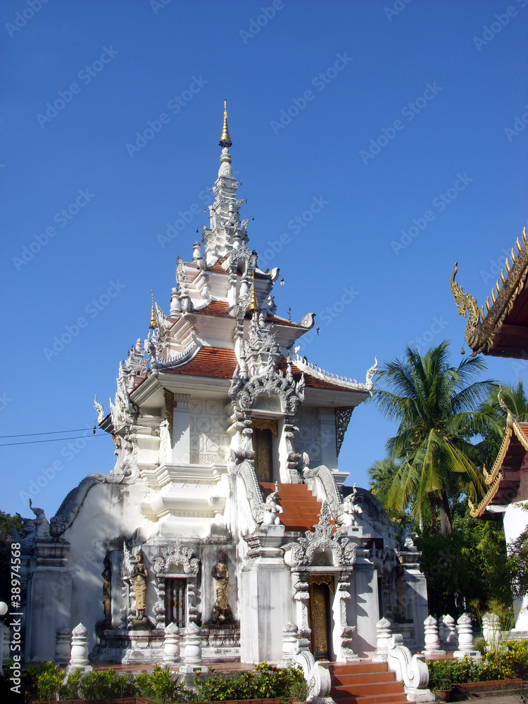 Ornate Buddhist chedi, Chiang Mai, Thailand