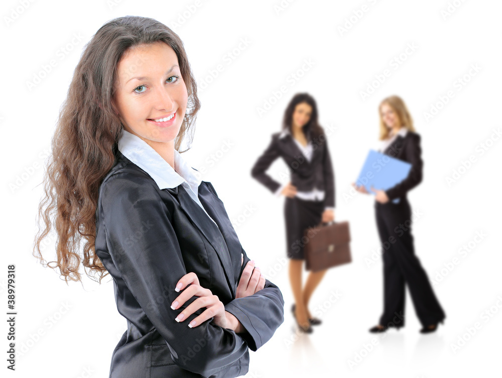 Female Business leader standing in front of her team Female Business leader standing in front of her team
