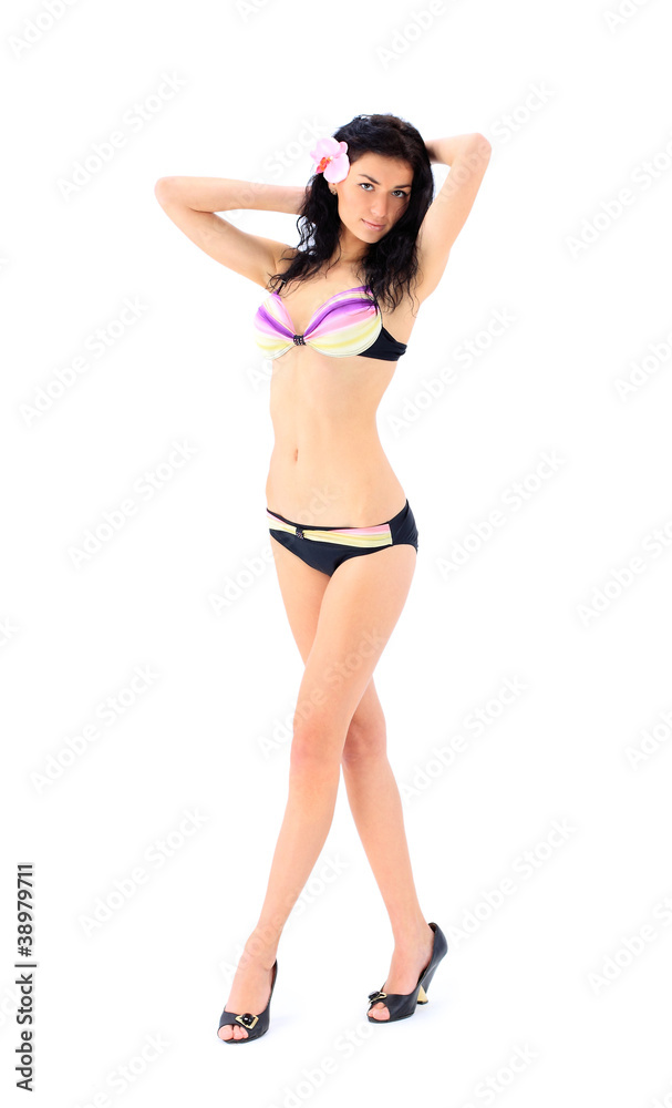 Sexy beautiful brunette woman in summer swimsuit bikini Sexy beautiful brunette woman in summer swimsuit bikini