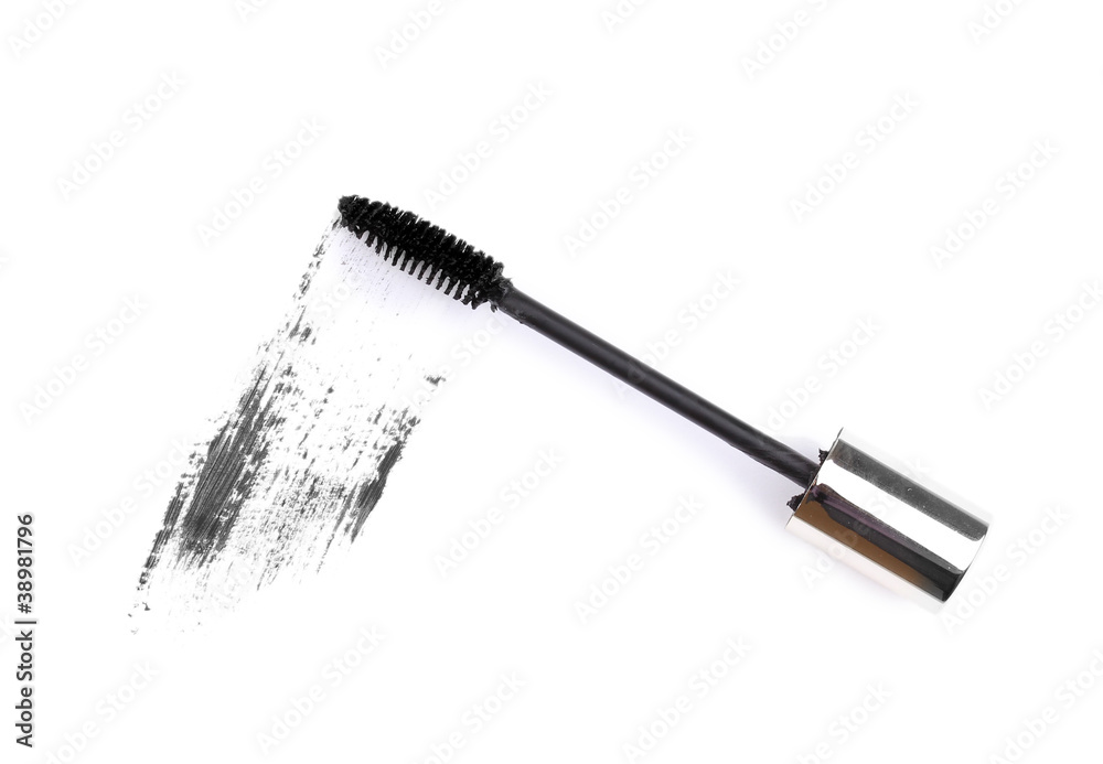 Black mascara brush stroke isolated on white Black mascara brush stroke isolated on white