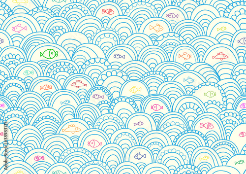 Seamless background with fish