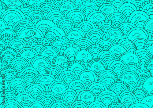 Seamless background with fish