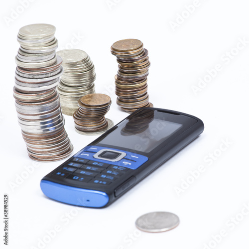 coins with mobile  phone