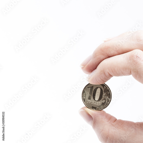 Coin on white background
