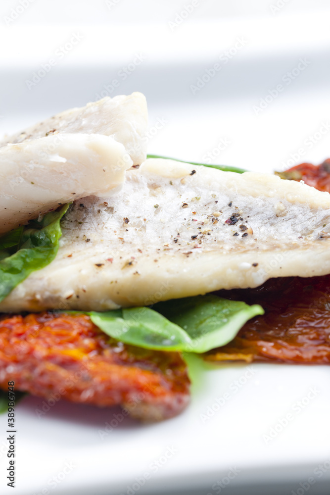 cod with dried tomatoes and basil