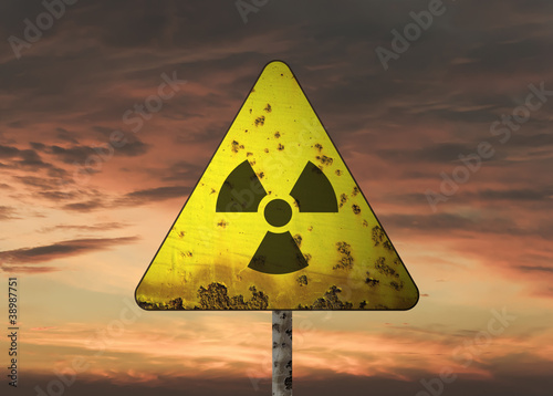 Obraz na płótnie Radioactivity sign and the dramatic sky