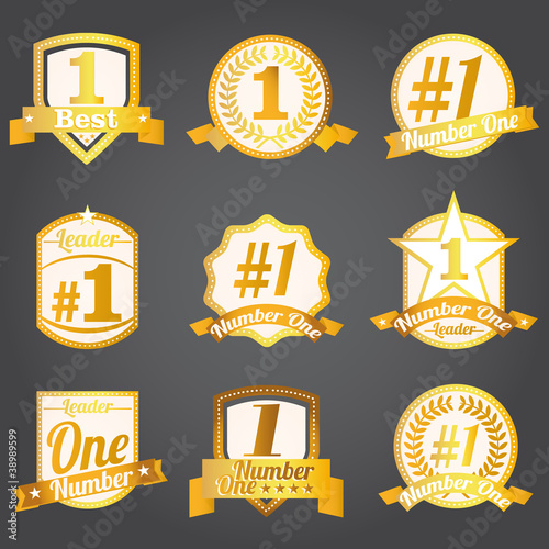Vector badges, certificates and seal icons. Number One