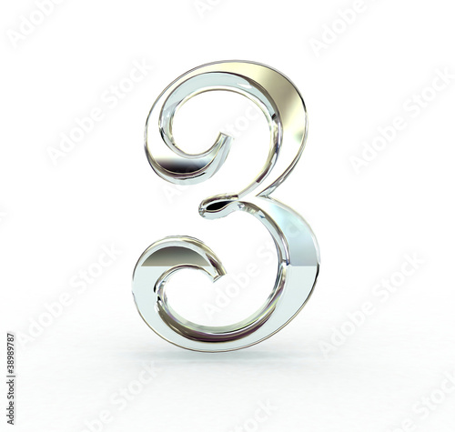 3d number isolated.