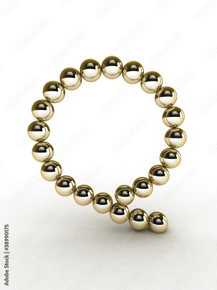 3d alphabet of gold beads. 3d alphabet of gold beads.