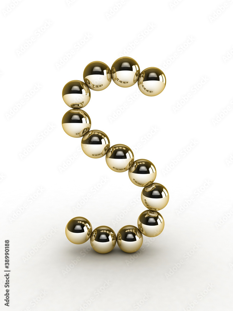 3d alphabet of gold beads. 3d alphabet of gold beads.