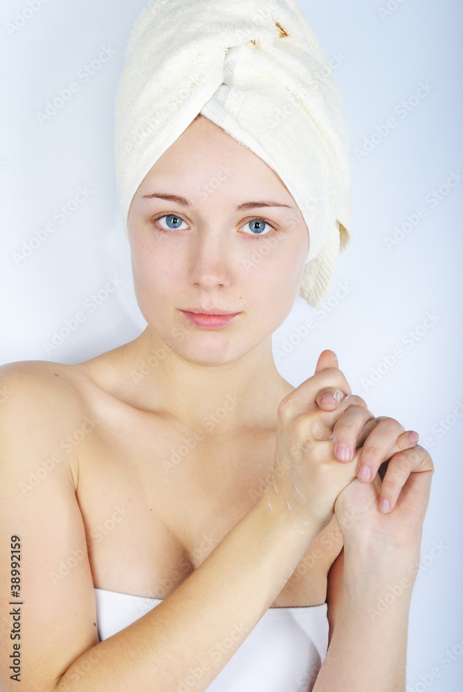 beautiful girl in towel