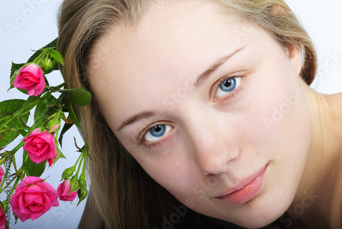 beautiful girl with flower photo